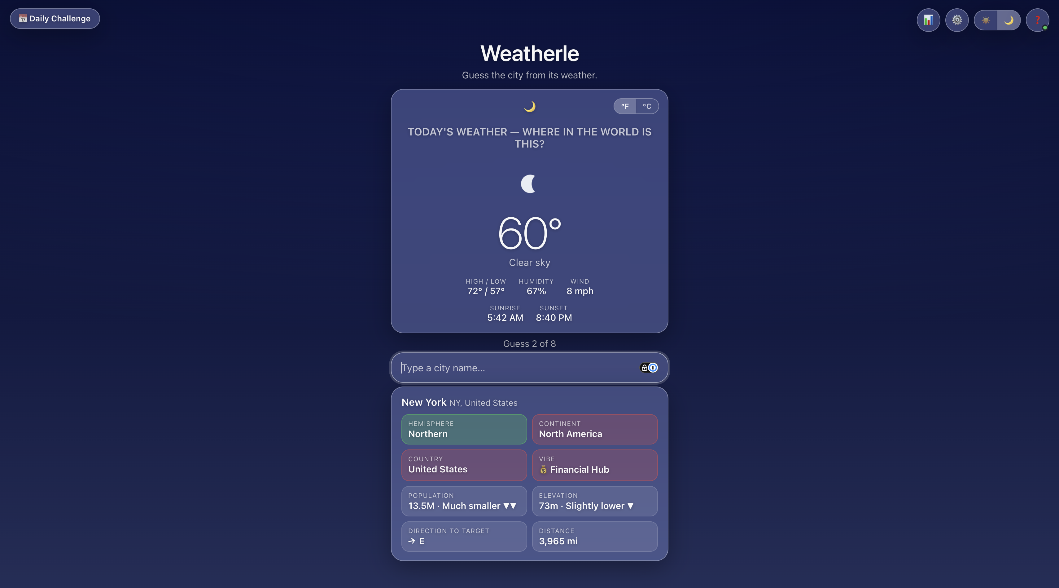 Weatherle homepage preview